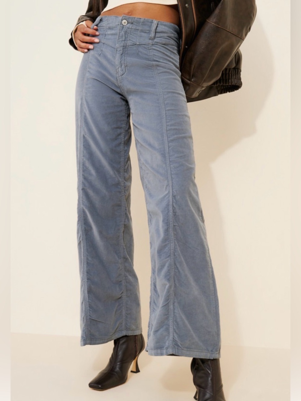 Free People We The Free Libre Cord Wide-Leg Jeans in Mockingbird Size 32 NWT